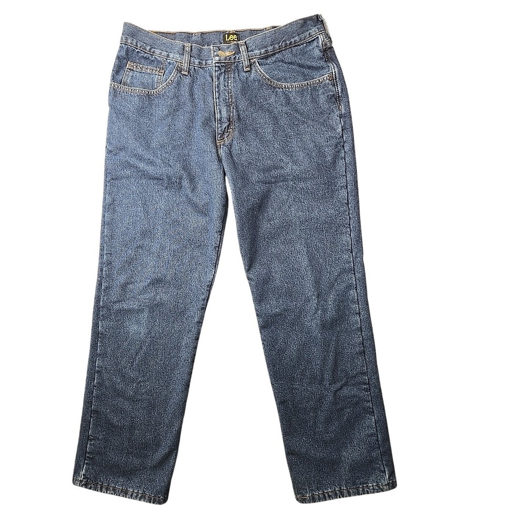 Lee Men's Relaxed Fit Fleece-Lined Straight Leg Jeans - 34x30 - Dark Wash - 2055